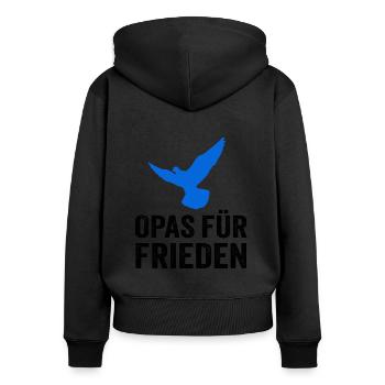 Opas für Frieden - Frauen Premium Bio Zip Hoodie - Schwarz - Hinten - Julia (174cm)