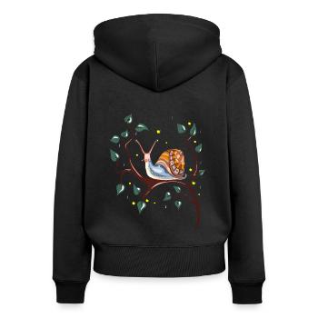 escargot sur branche - Sweat à capuche zippé Premium bio Femme - noir - Dos - Julia (174cm)