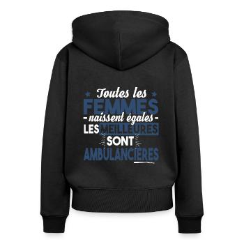 Ambulancière Ambulance Métier Urgence SAMU Cadeau - Sweat à capuche zippé Premium bio Femme - noir - Dos - Julia (174cm)