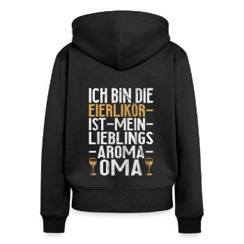 Lustige Sprüche Alkohol Eierlikör Oma Trinkreime - Frauen Premium Bio Zip Hoodie - Schwarz - Hinten - Julia (174cm)