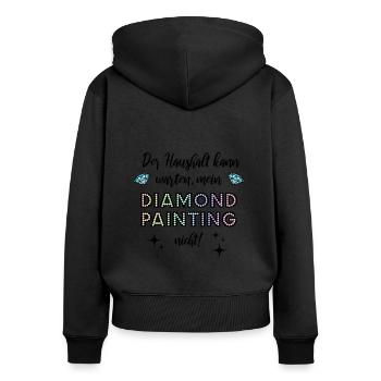 Diamond Painting Haushalt - Frauen Premium Bio Zip Hoodie - Schwarz - Hinten - Julia (174cm)