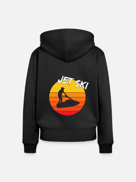 Jet Ski Retro - Frauen Premium Bio Zip Hoodie - Schwarz