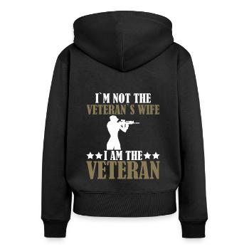 Veteran Woman US Army Girl - Women's Premium Organic Zip Hoodie - black - Back - Julia (174cm)