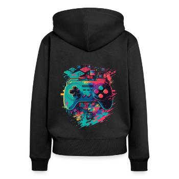 Retro Console - Women's Premium Organic Zip Hoodie - black - Back - Julia (174cm)