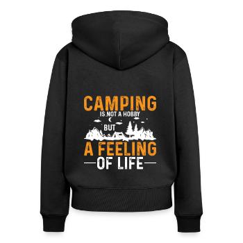 Le camping n’est pas un passe-temps, c’est un mode de vie - Sweat à capuche zippé Premium bio Femme - noir - Dos - Julia (174cm)