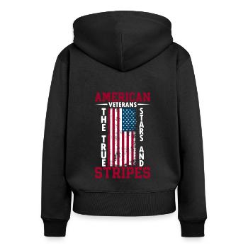 Amerikanische Veteranen: Die wahren Stars And Stripes. - Frauen Premium Bio Zip Hoodie - Schwarz - Hinten - Julia (174cm)
