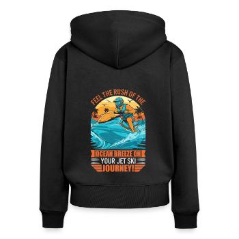 Sentez la brise de l’océan sur votre jet ski - Sweat à capuche zippé Premium bio Femme - noir - Dos - Julia (174cm)