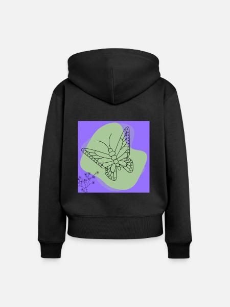 Minimalistischer Schmetterling. - Frauen Premium Bio Zip Hoodie - Schwarz