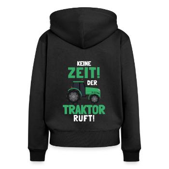 Traktorfahrer Trecker Traktor Landmaschine - Frauen Premium Bio Zip Hoodie - Schwarz - Hinten - Julia (174cm)