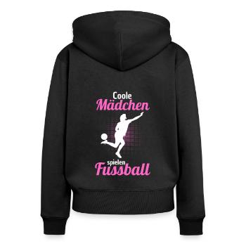 Fussballspielerin Fussballerin Frauenfussball - Frauen Premium Bio Zip Hoodie - Schwarz - Hinten - Julia (174cm)