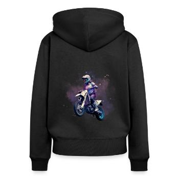 Motard Motard Motard Supemoto - Sweat à capuche zippé Premium bio Femme - noir - Dos - Julia (174cm)