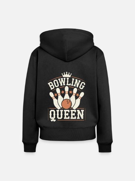 Bowling Queen Bowler - Frauen Premium Bio Zip Hoodie - Schwarz
