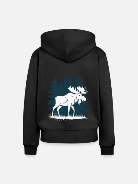 Elch - Frauen Premium Bio Zip Hoodie - Schwarz