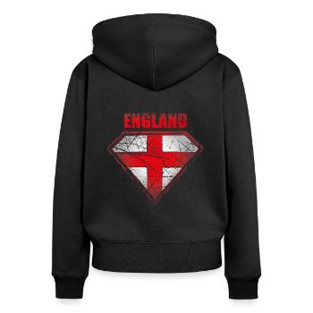 England Superheld Flagge Vintage Retro Symbol - Frauen Premium Bio Zip Hoodie - Schwarz - Hinten - Julia (174cm)