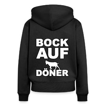 Bock auf Döner - Frauen Premium Bio Zip Hoodie - Schwarz - Hinten - Julia (174cm)