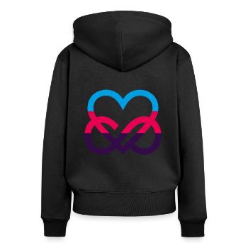 Polyamorie Pride Flagge Herz Infinity Heart - Frauen Premium Bio Zip Hoodie - Schwarz - Hinten - Julia (174cm)
