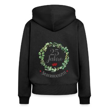 25 Jahre Verheiratet Silber Ehe 25. Silberhochzeit - Frauen Premium Bio Zip Hoodie - Schwarz - Hinten - Julia (174cm)