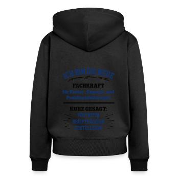 Postbotin Ausbildung Fachkraft KEP Briefträgerin - Frauen Premium Bio Zip Hoodie - Schwarz - Hinten - Julia (174cm)