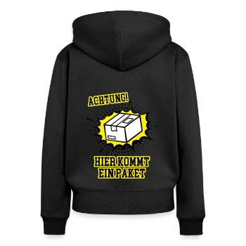 Paket Paketbote Lieferdienst Fahrer Postbote Bote - Frauen Premium Bio Zip Hoodie - Schwarz - Hinten - Julia (174cm)