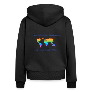 Rainbowworld - It's about the journey - Frauen Premium Bio Zip Hoodie - Schwarz - Hinten - Julia (174cm)