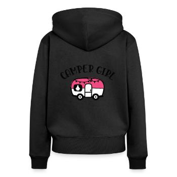 Camping Wohnwagen Campen Camper Girl - Frauen Premium Bio Zip Hoodie - Schwarz - Hinten - Julia (174cm)