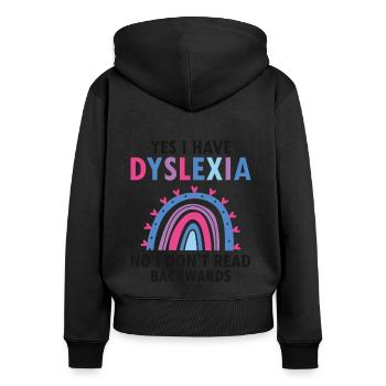 Dyslexia Therapy for Dyslexia Month - Women's Premium Organic Zip Hoodie - black - Back - Julia (174cm)
