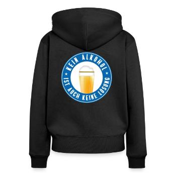 kein alkohol Spruch bier weizen festival party - Frauen Premium Bio Zip Hoodie - Schwarz - Hinten - Julia (174cm)