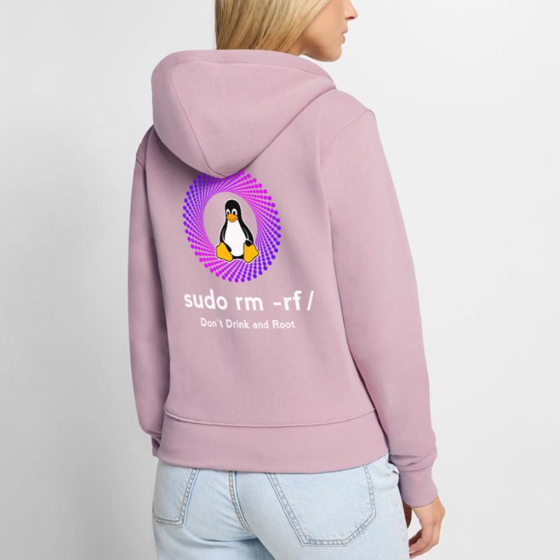 Computer Sys admin Pinguin Nerd pc sudo rm -rf cod Frauen Premium Bio Zip Hoodie