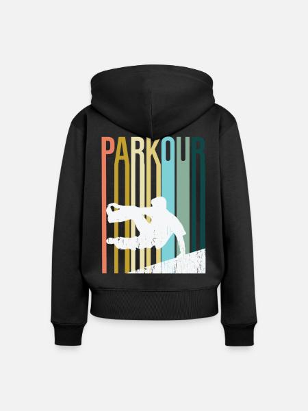 Parkour Retro - Frauen Premium Bio Zip Hoodie - Schwarz