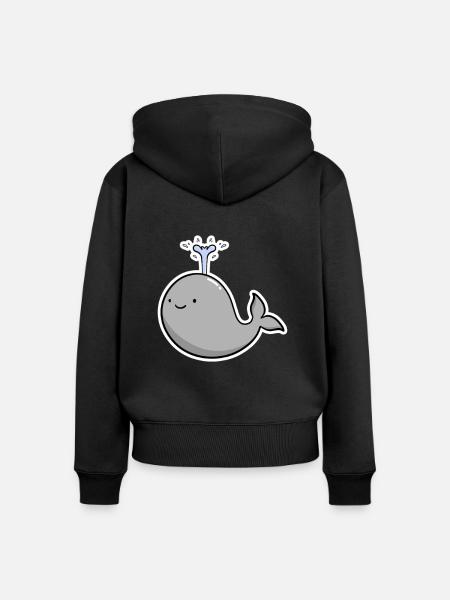 Wal - Frauen Premium Bio Zip Hoodie - Schwarz