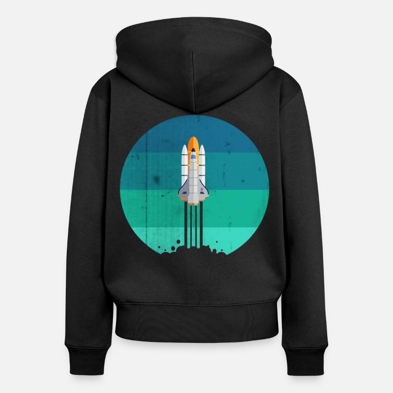 Space rocket rocket launch - Women's Premium Organic Zip Hoodie - black