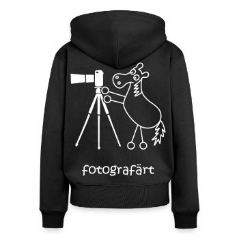 fotografärt, färt, Pferd fotografiert, Kamera - Frauen Premium Bio Zip Hoodie - Schwarz - Hinten - Julia (174cm)