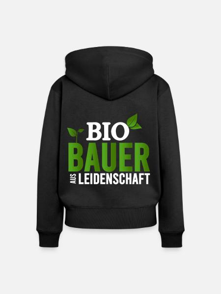 Bio Bauer Leidenschaft Logo - Frauen Premium Bio Zip Hoodie - Schwarz