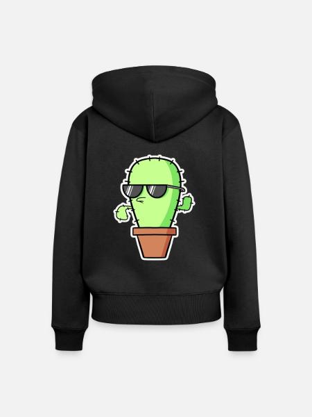 Cooler Kaktus - Frauen Premium Bio Zip Hoodie - Schwarz