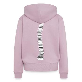 Livres colonne vertébrale colonne vertébrale rat de bibliothèque rat de bibliothèque - Sweat à capuche zippé Premium bio Femme - rose poudré - Dos - Julia (174cm)