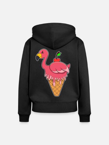 Flamingo Waffeleis - Frauen Premium Bio Zip Hoodie - Schwarz