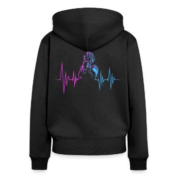 Pferde Herzschlag Pferd Reiten Reiterin - Frauen Premium Bio Zip Hoodie - Schwarz - Hinten - Julia (174cm)