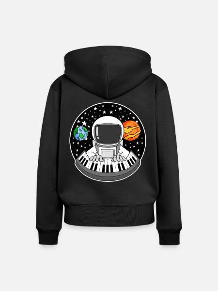 Astronaut spielt Klavier - Frauen Premium Bio Zip Hoodie - Schwarz