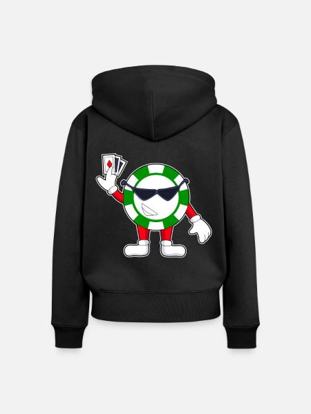 Poker Pokerchips Pokerkarten - Frauen Premium Bio Zip Hoodie - Schwarz