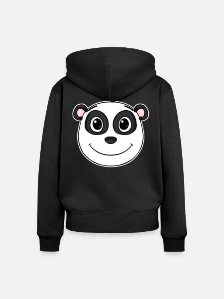Panda - Frauen Premium Bio Zip Hoodie - Schwarz