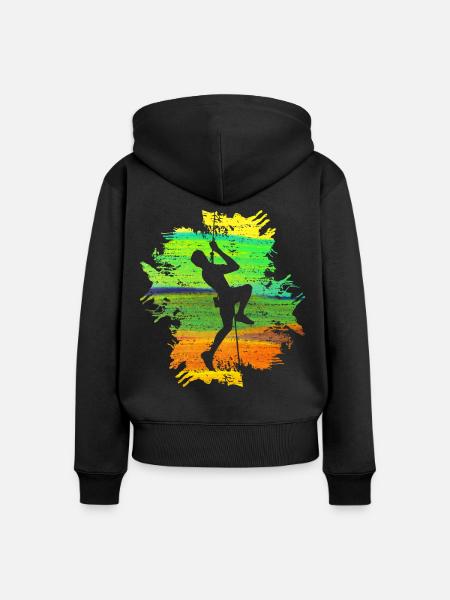 Climb Strong Männer Geschenk - Frauen Premium Bio Zip Hoodie - Schwarz
