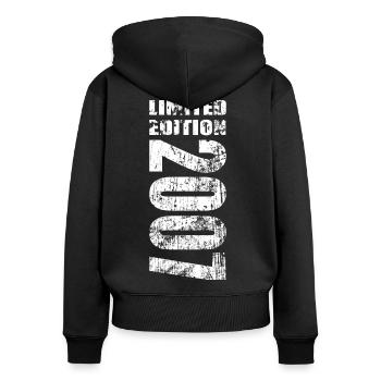 Limited Edition 2007 18. Geburtstag Geschenk - Frauen Premium Bio Zip Hoodie - Schwarz - Hinten - Julia (174cm)