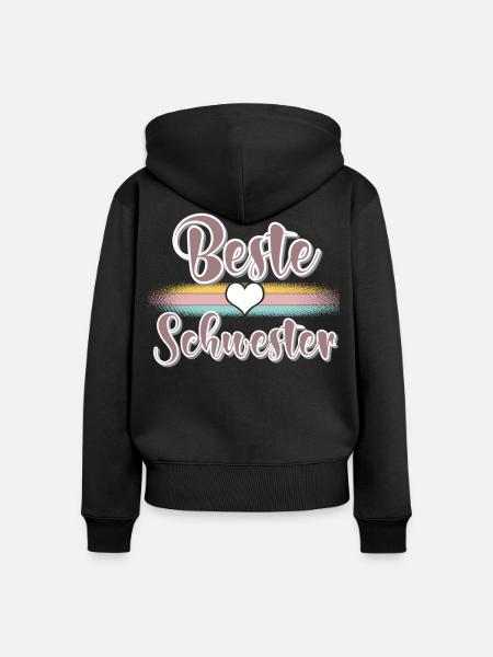 Beste Schwester - Frauen Premium Bio Zip Hoodie - Schwarz