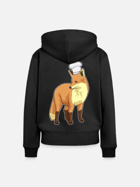 Fuchs Koch Kochmütze Kochen - Frauen Premium Bio Zip Hoodie - Schwarz