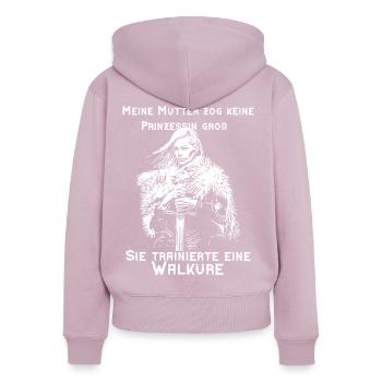Walküre - keine Prinzessin - Wikingerin - Frauen Premium Bio Zip Hoodie - Altrosa - Hinten - Julia (174cm)
