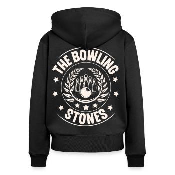 Bowling - Frauen Premium Bio Zip Hoodie - Schwarz - Hinten - Julia (174cm)