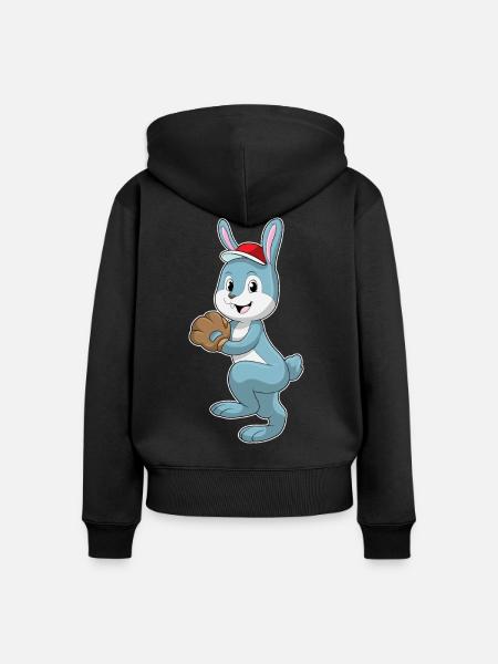 Hase Baseball Baseballhandschuh - Frauen Premium Bio Zip Hoodie - Schwarz