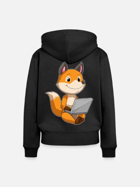 Fuchs Laptop - Frauen Premium Bio Zip Hoodie - Schwarz