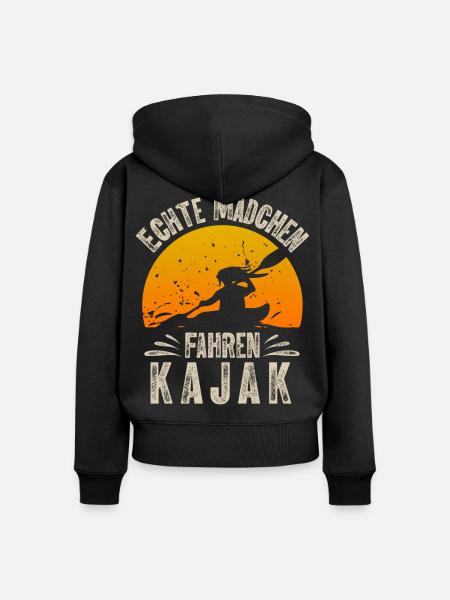 Kajak Kajakfahrerin - Frauen Premium Bio Zip Hoodie - Schwarz