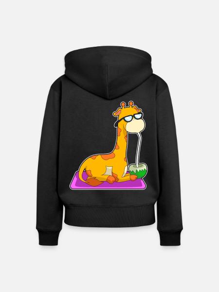 Giraffe Kokosnuss - Frauen Premium Bio Zip Hoodie - Schwarz